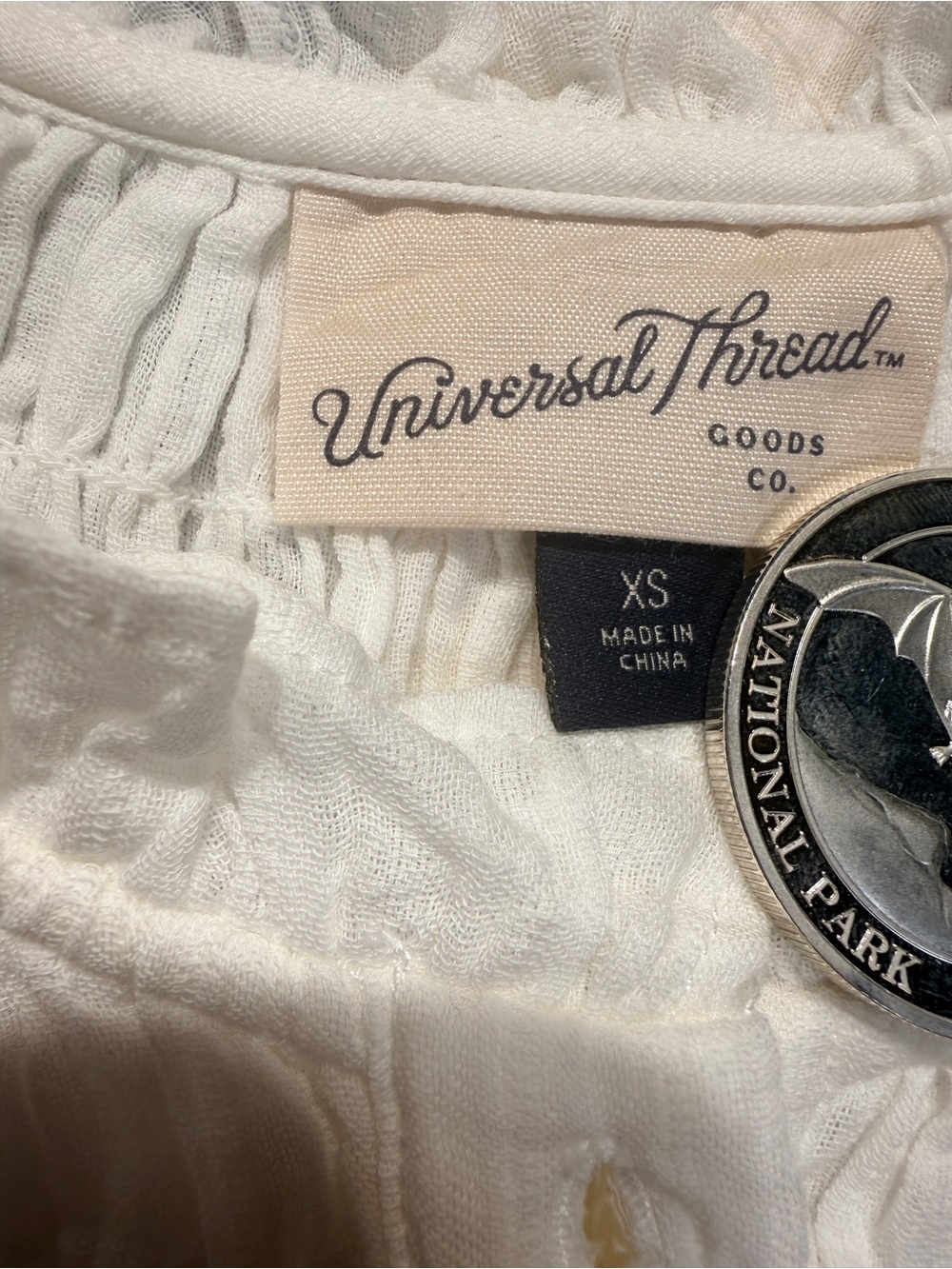 Universal Thread White Smocked Ruffle Button-Front Blouse - Picture 5 of 8